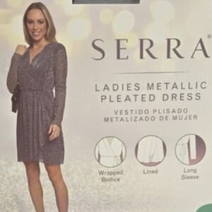Serra Brown and Silver Long Sleeve Dress